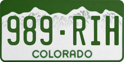 CO license plate 989RIH