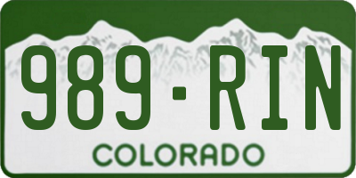CO license plate 989RIN