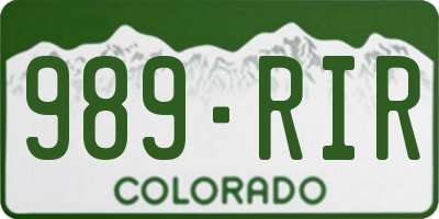 CO license plate 989RIR