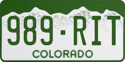 CO license plate 989RIT
