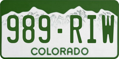 CO license plate 989RIW