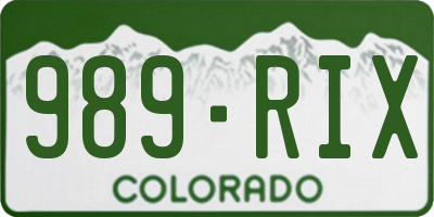 CO license plate 989RIX