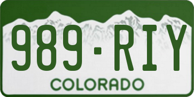 CO license plate 989RIY