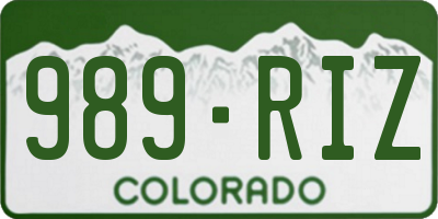 CO license plate 989RIZ