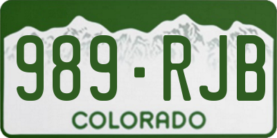 CO license plate 989RJB