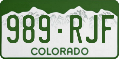 CO license plate 989RJF