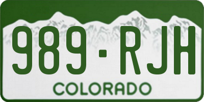 CO license plate 989RJH