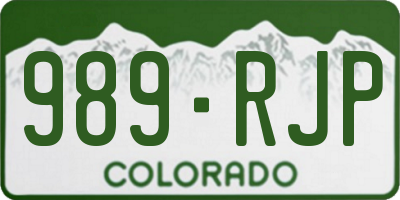 CO license plate 989RJP