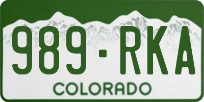 CO license plate 989RKA