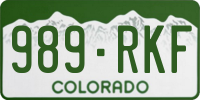 CO license plate 989RKF