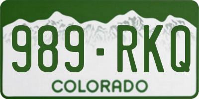 CO license plate 989RKQ