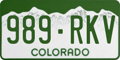CO license plate 989RKV