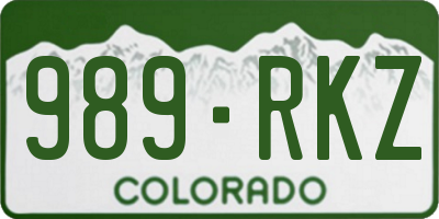 CO license plate 989RKZ