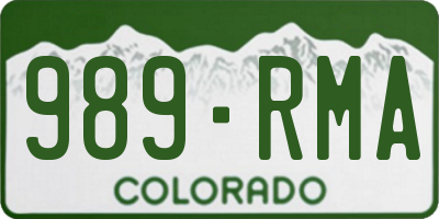 CO license plate 989RMA