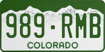 CO license plate 989RMB