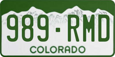 CO license plate 989RMD