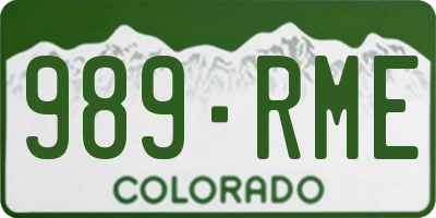 CO license plate 989RME