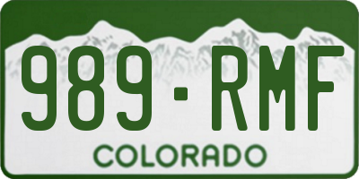 CO license plate 989RMF