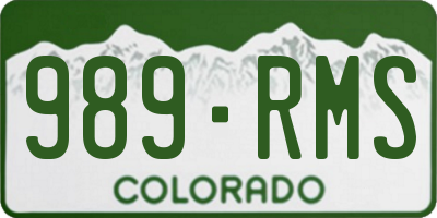 CO license plate 989RMS
