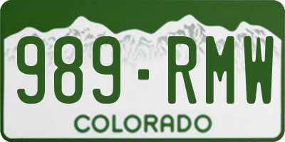 CO license plate 989RMW