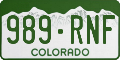 CO license plate 989RNF