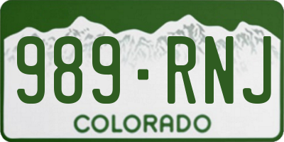 CO license plate 989RNJ