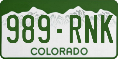 CO license plate 989RNK