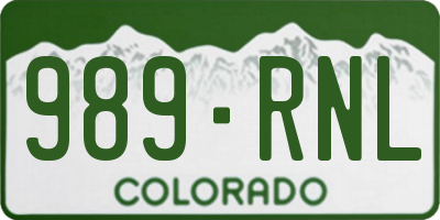 CO license plate 989RNL