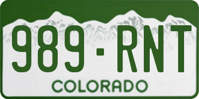 CO license plate 989RNT