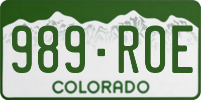 CO license plate 989ROE