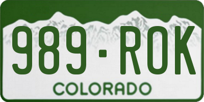 CO license plate 989ROK
