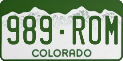 CO license plate 989ROM