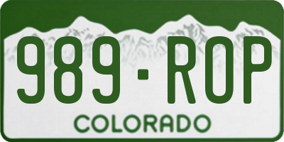 CO license plate 989ROP