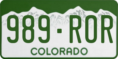 CO license plate 989ROR