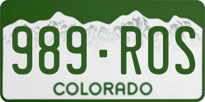 CO license plate 989ROS