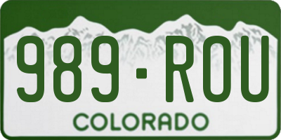 CO license plate 989ROU