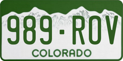CO license plate 989ROV