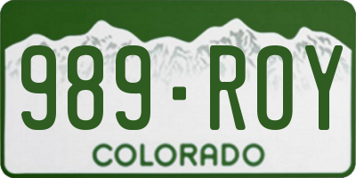 CO license plate 989ROY