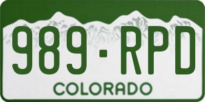 CO license plate 989RPD