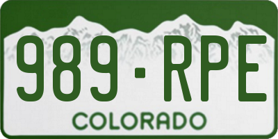 CO license plate 989RPE