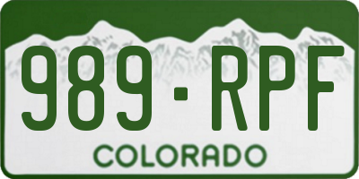 CO license plate 989RPF