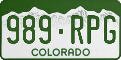 CO license plate 989RPG