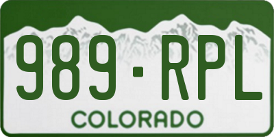 CO license plate 989RPL