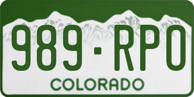 CO license plate 989RPO