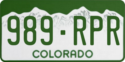 CO license plate 989RPR