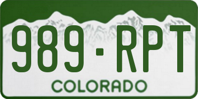 CO license plate 989RPT