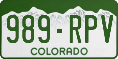 CO license plate 989RPV