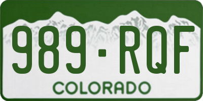 CO license plate 989RQF