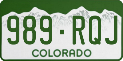 CO license plate 989RQJ