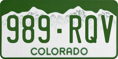 CO license plate 989RQV